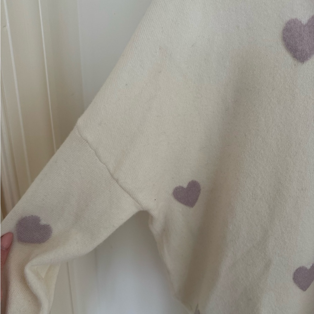 Spiritual Gangster cream and lavender Heart Sweater medium - Picture 5 of 7